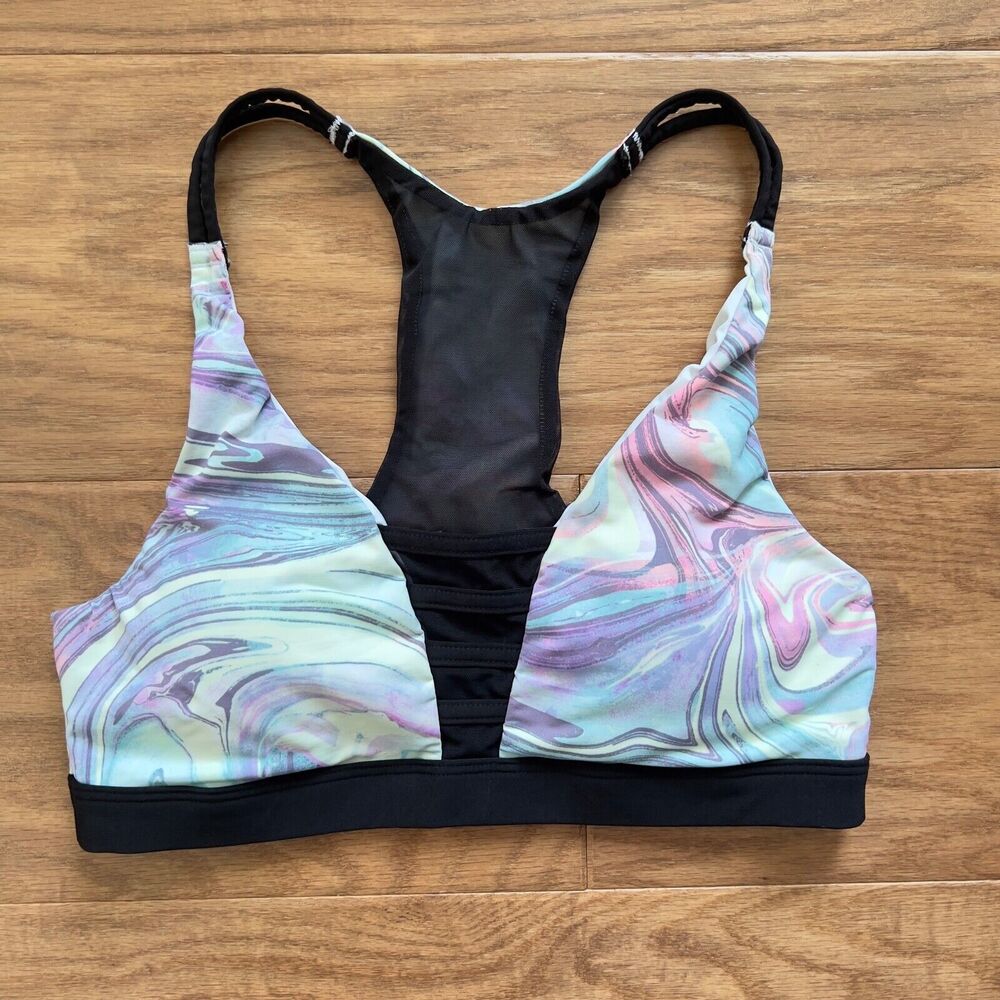 PINK Victoria's Secret Sports Bra XS Ultimate Lightly Lined Mesh Marble Multi